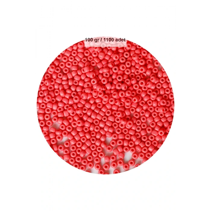 Karpuz Pembesi Renk 4 mm Yaklaşık 1100 adet / 100 gram Cam Boncuk Oya Yazma Bileklik ve Kolye