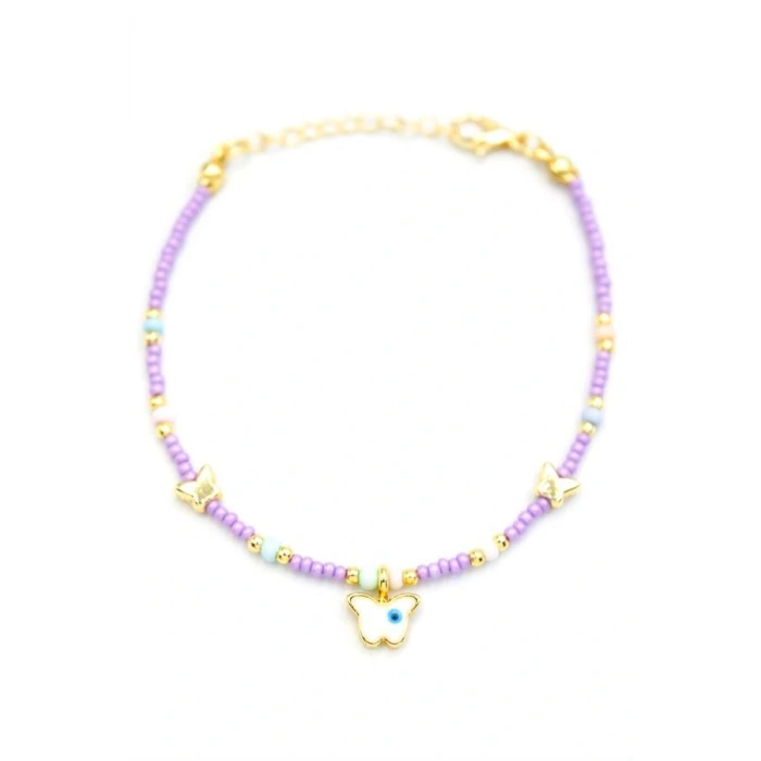 Kelebek Boncuk Bileklik - Mor