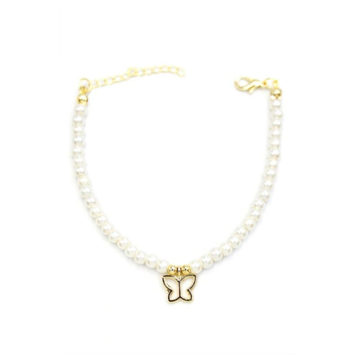 Kelebek İnci Bileklik - Altın