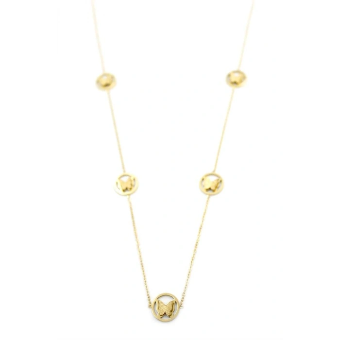 Kelebek Kolye - 90 cm - Altın