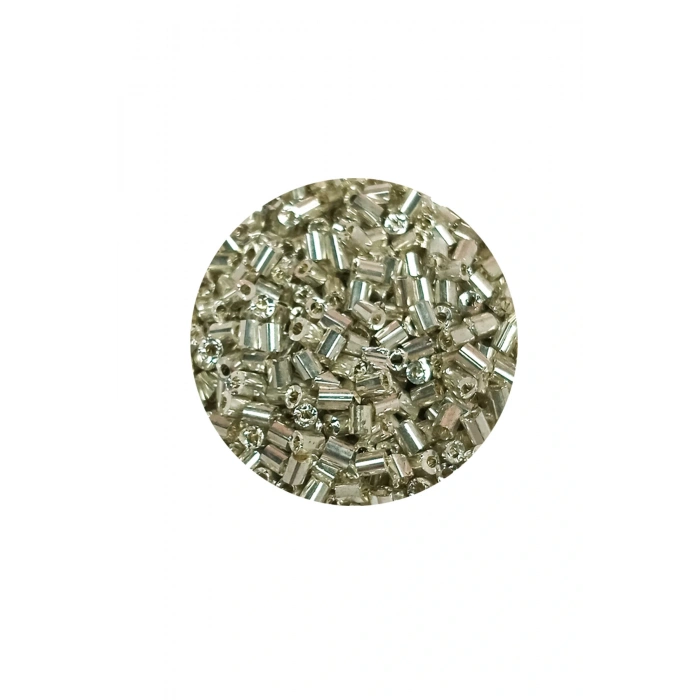 Kesme Cam Boncuk 2mm - 60 Gram - Parlak Gümüş - BNC376