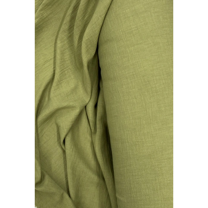 Keten Kumaş - Organik Kumaş - Perde Kumaşı - Ince Keten - Kıyafet Için Kumaş Örtü Haki Yeşil 82