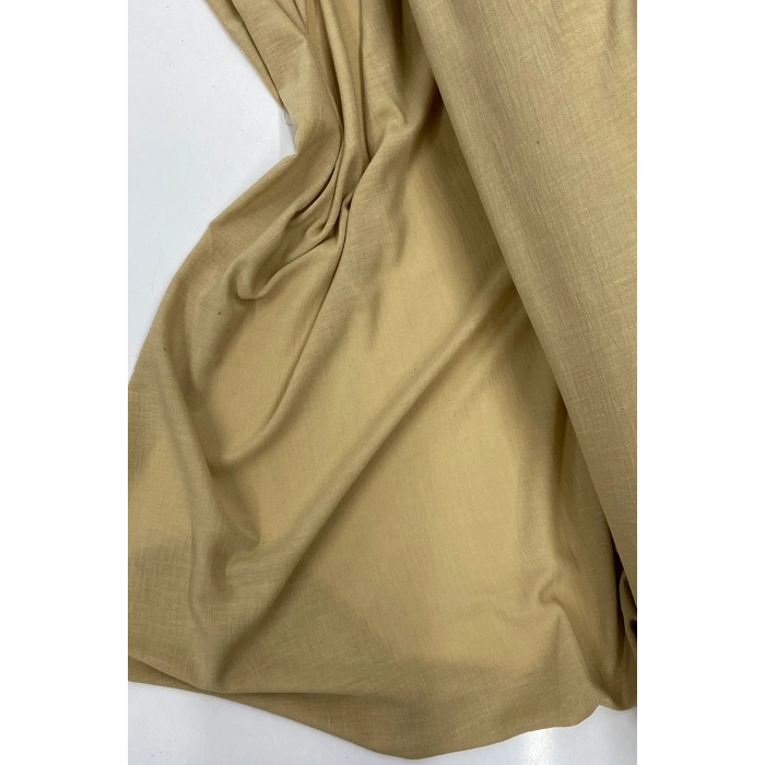 Keten Kumaş - Organik Kumaş - Perde Kumaşı - Ince Keten - Kıyafet Için Kumaş Örtü Koyu Bej 81