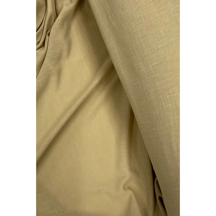 Keten Kumaş - Organik Kumaş - Perde Kumaşı - Ince Keten - Kıyafet Için Kumaş Örtü Koyu Bej 81