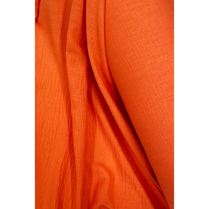 Keten Kumaş - Organik Kumaş - Perde Kumaşı - Ince Keten - Kıyafet Için Kumaş Örtü Turuncu 7