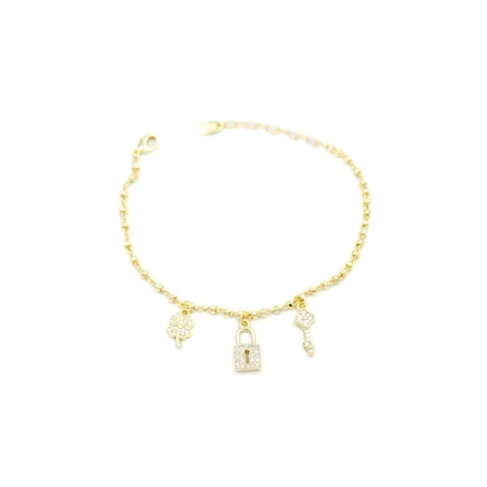 Kilit Charm Bileklik - Altın