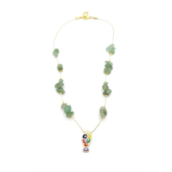 Kırıktaşlı Balık Kolye - Su Yeşili