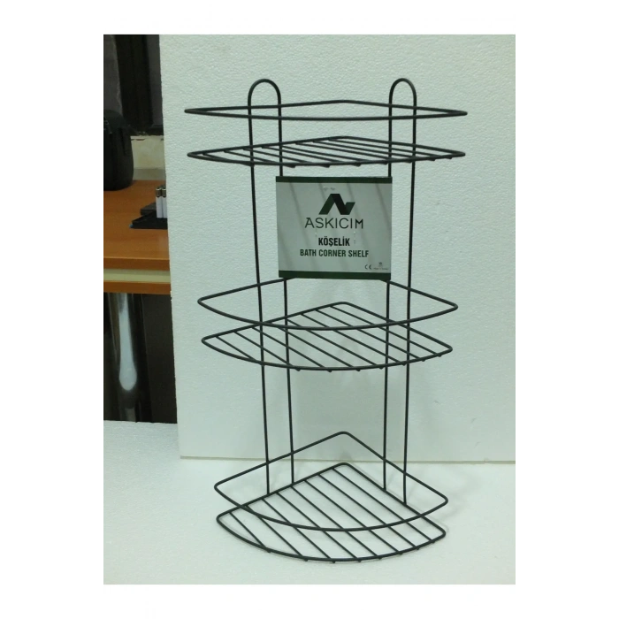 Köşelik Banyo 3 Raflı Siyah Metal Royaleks-56574