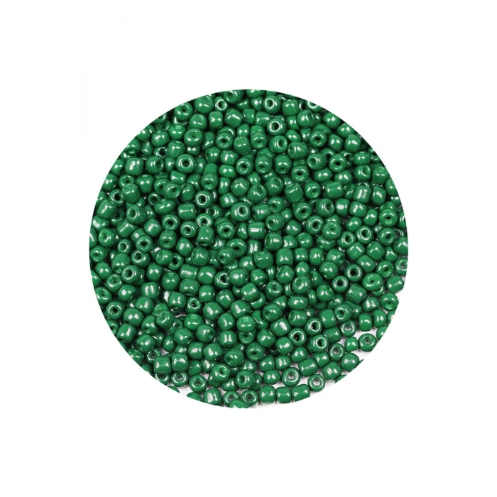 Koyu Yeşil Renk 4 mm Yaklaşık 1100 adet / 100 gram Cam Boncuk Oya Yazma Bileklik ve Kolye