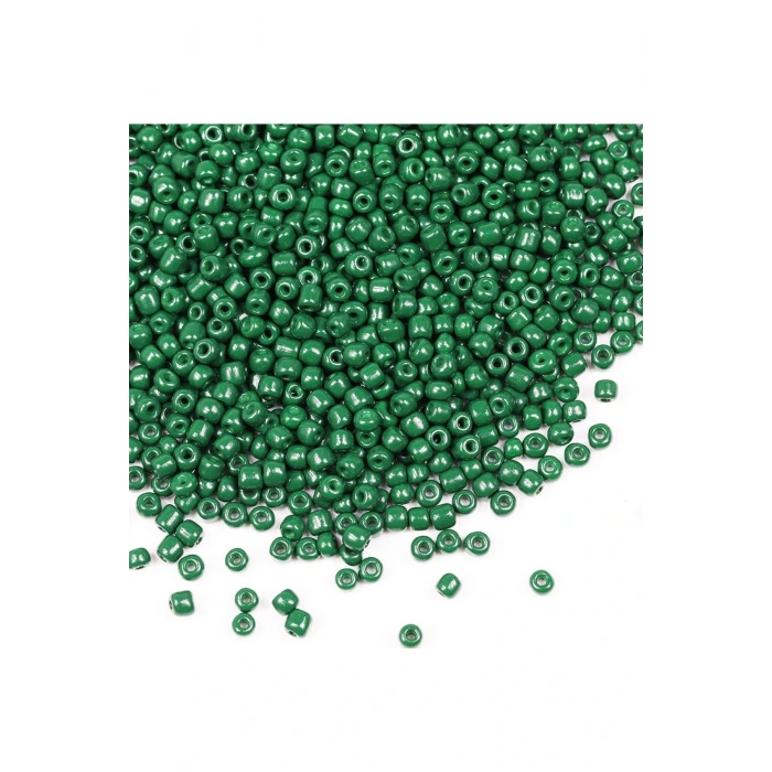 Koyu Yeşil Renk 4 mm Yaklaşık 660 adet / 60 gram Cam Boncuk Oya Yazma Bileklik ve Kolye