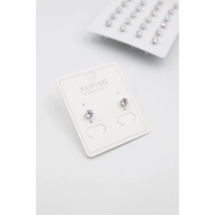 Küçük Boy Zirkon Taşlı Tektaş  Küpe - Gümüş