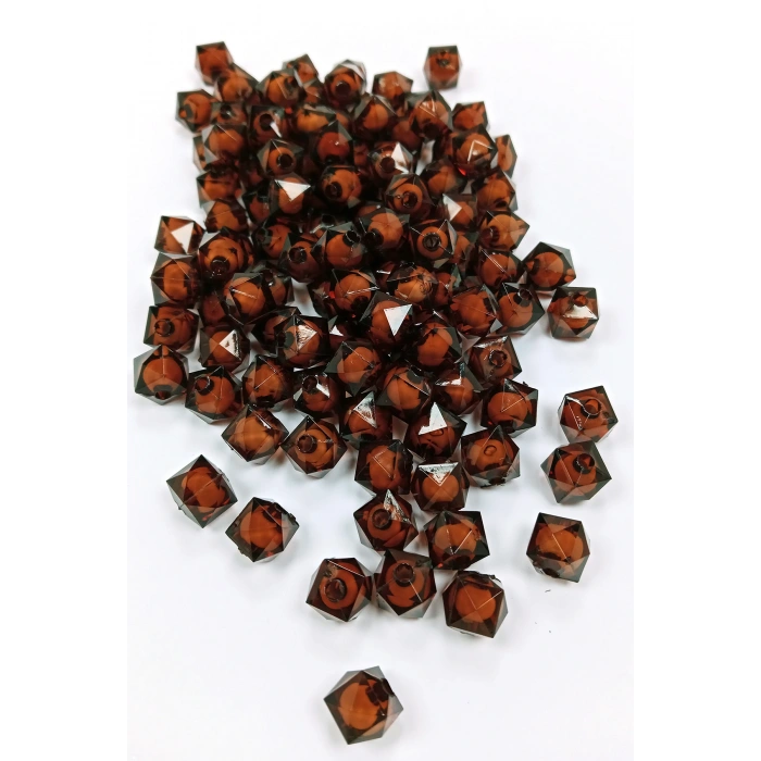 Küp Boncuk İçten Boncuklu Bileklik Çanta Boncuğu 10 mm 50 gr Kahverengi - BNC455