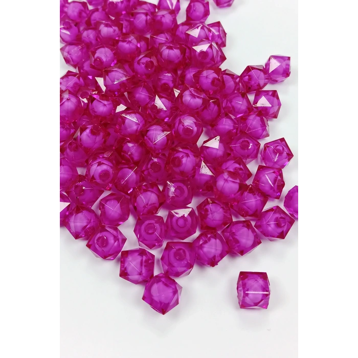Küp Boncuk İçten Boncuklu Bileklik Çanta Boncuğu 10 mm 50 gr Mor - BNC451