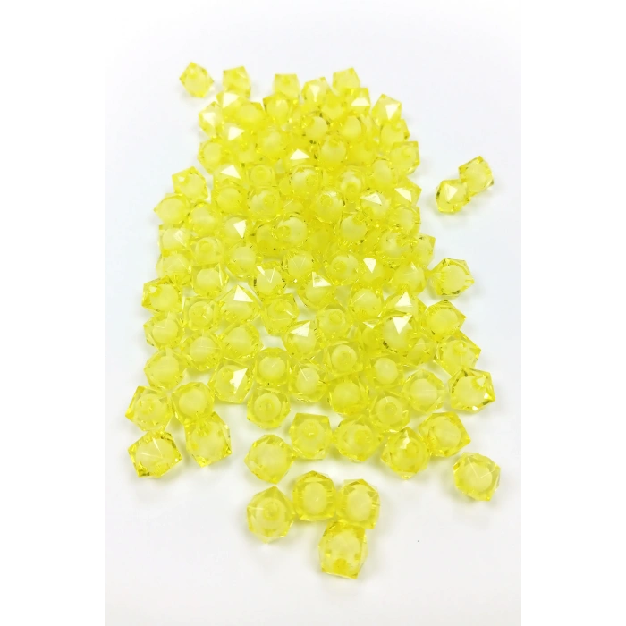 Küp Boncuk İçten Boncuklu Bileklik Çanta Boncuğu 10 mm 50 gr Sarı - BNC454