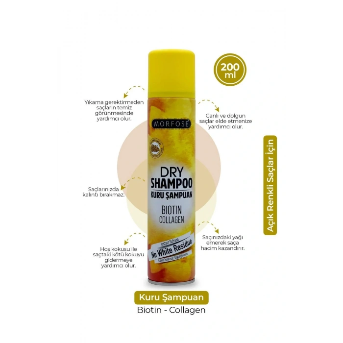 Kuru Şampuan Biotin Collagen 200 ML - Açık Renkli Saçlar - mrfs