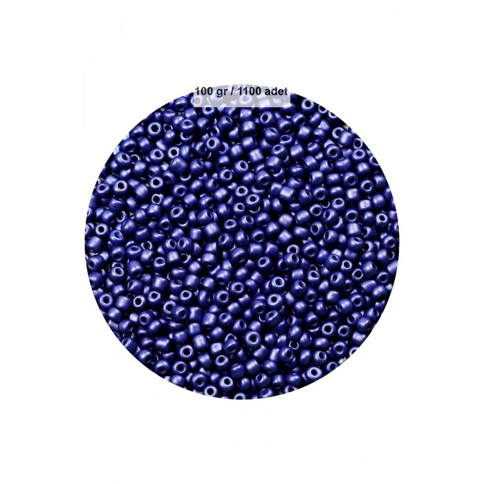 Lacivert Renk 4 mm Yaklaşık 1100 adet / 100 gram Cam Boncuk Oya Yazma Bileklik ve Kolye