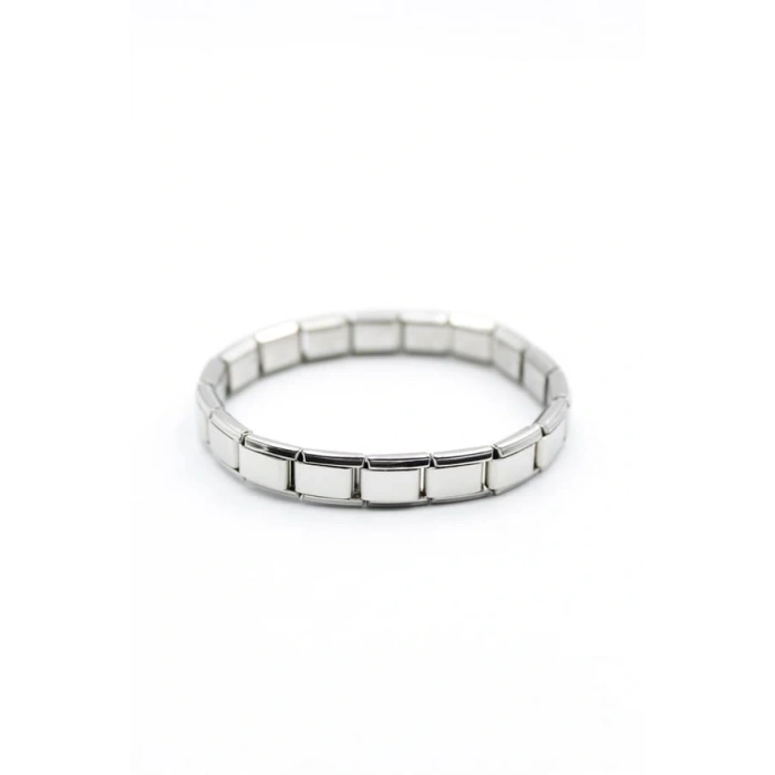 Lastikli Çelik Bileklik - Gümüş