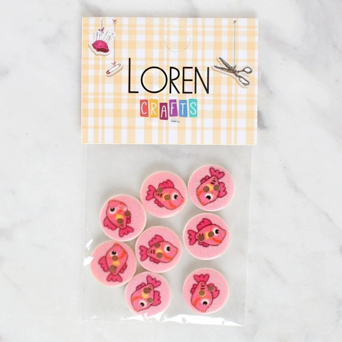 Loren Crafts 8li Balık Düğme - 1156