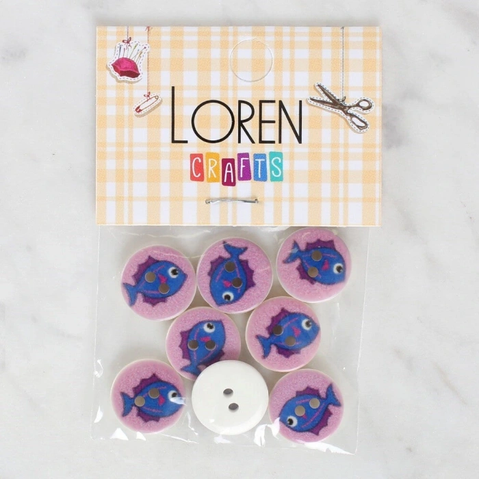 Loren Crafts 8li Balık Düğme - 1186