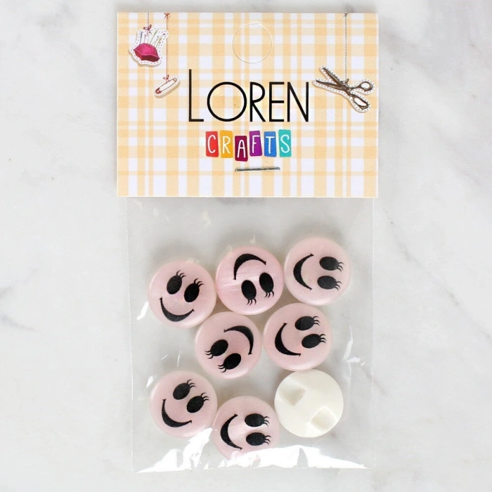 Loren Crafts 8li Gülen Yüz Düğme - 1015