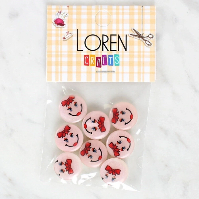 Loren Crafts 8li Gülen Yüz Düğme - 1019