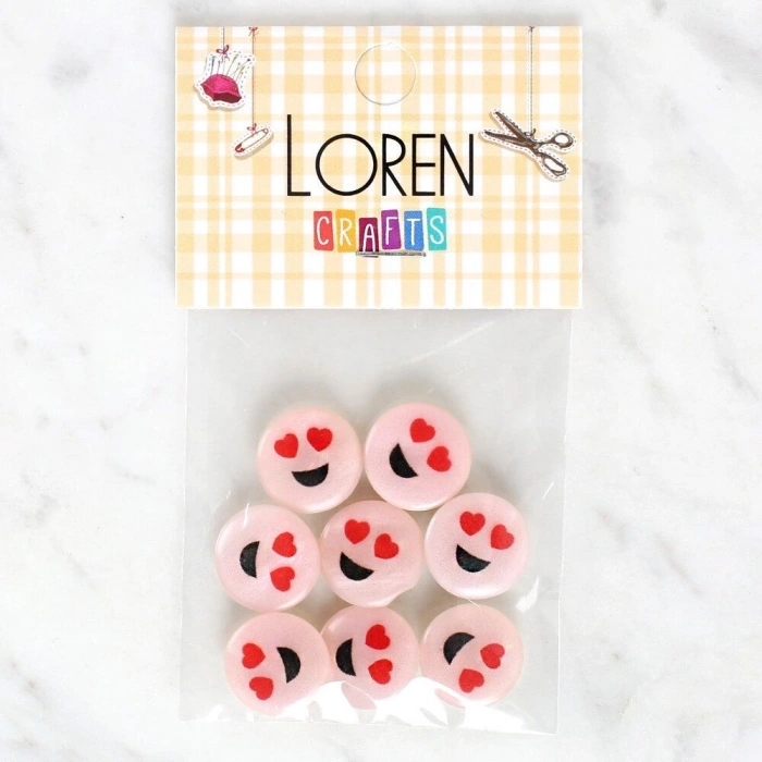 Loren Crafts 8li Gülen Yüz Düğme - 1022