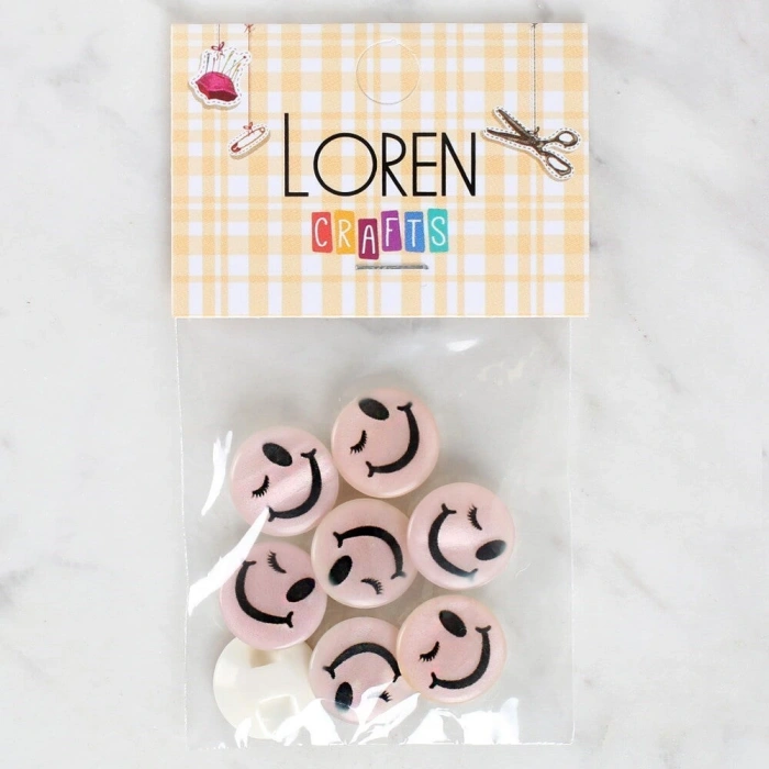 Loren Crafts 8li Gülen Yüz Düğme - 1026