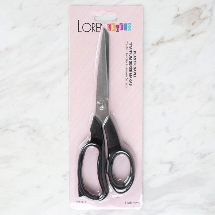 Loren Crafts Plastik Saplı Titanyum Makas Siyah LR