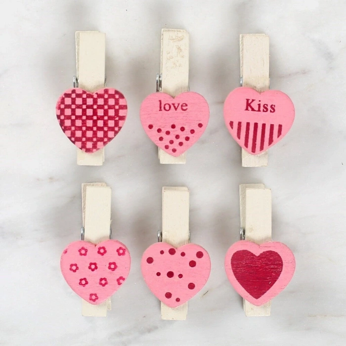 Loren Dekoratif Pembe Kalp Desenli Mandal 6lı