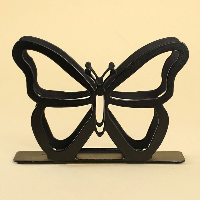 Loren Home Kelebek Siyah Metal Peçetelik