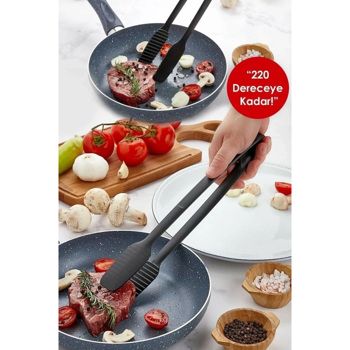 Maşa - 220 Dereceye Kadar Dayanıklı Yanmaz - Yapışmaz Plastik Izgara Maşası 30 Cm