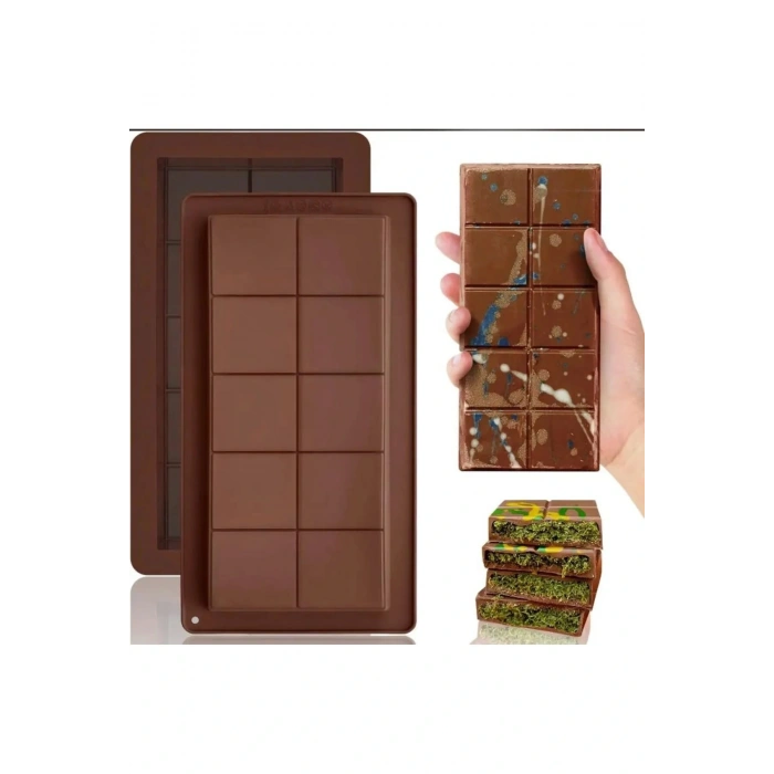 Meşhur Dubai Çikolatası Kalıbı Silikon - Büyük Tablet Çikolata Mum Kek Kalıbı Pasta Kalıbı