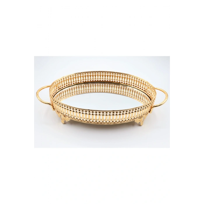 Metal Aynalı Oval Tepsi (28*20)