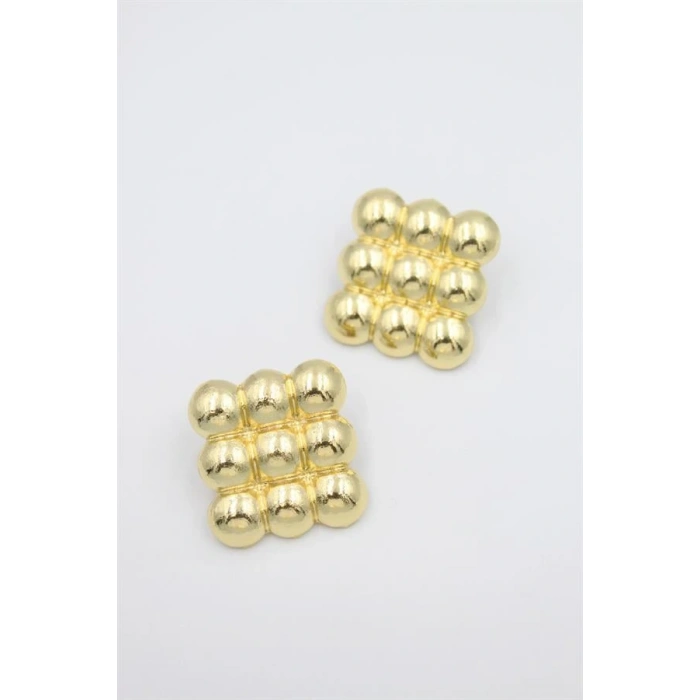 Metal Kare Küpe - Altın