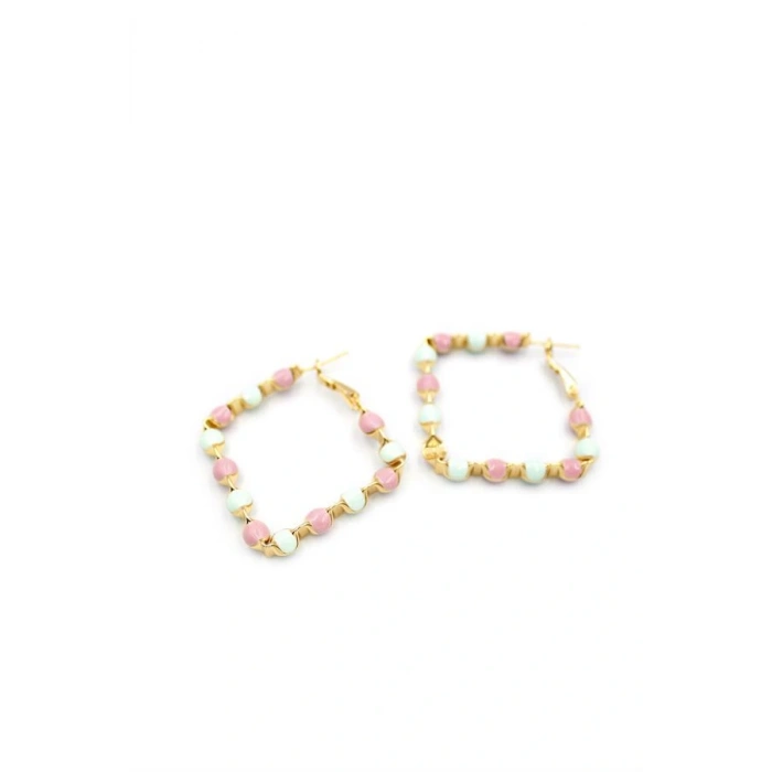 Mineli Halka Küpe - Pembe