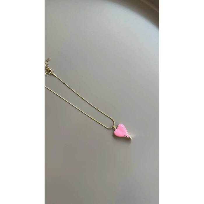 Mineli Kalp Kolye - Pembe