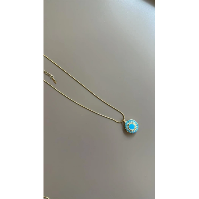 Mineli Kapaklı Kolye - Mavi