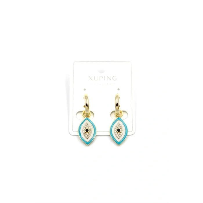 Mineli Nazar Küpe - 14K Altın