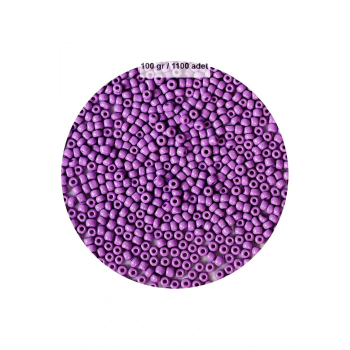 Mor Renk 4 mm Yaklaşık 1100 adet / 100 gram Cam Boncuk Oya Yazma Bileklik ve Kolye
