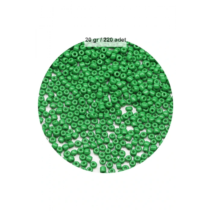 Opak Yeşil Renk 4 mm Yaklaşık 220 adet/20 gram Cam Boncuk Oya Yazma Bileklik ve Kolye