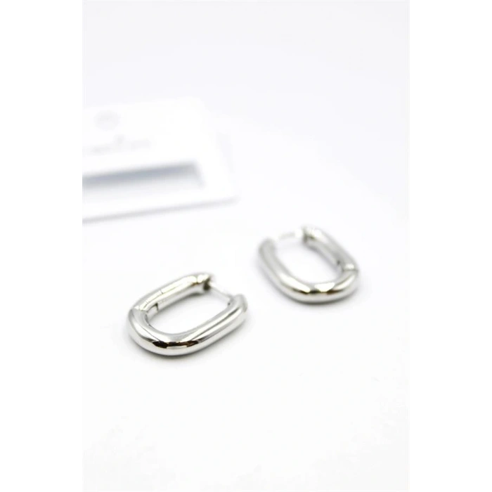 Oval Halka Küpe - Gümüş