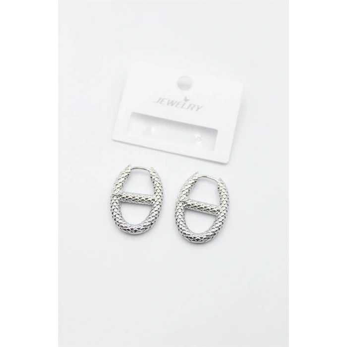 Oval Halka Küpe - Gümüş