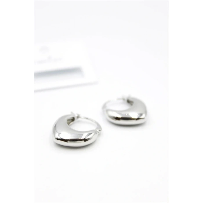 Oval Halka Küpe - Gümüş