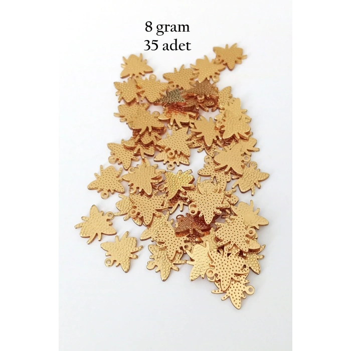 Oya Abiye Bileklik Kolye Pleksi Metalik Plastik Pul Altın Renk 8 gram 35 adet - BNC481