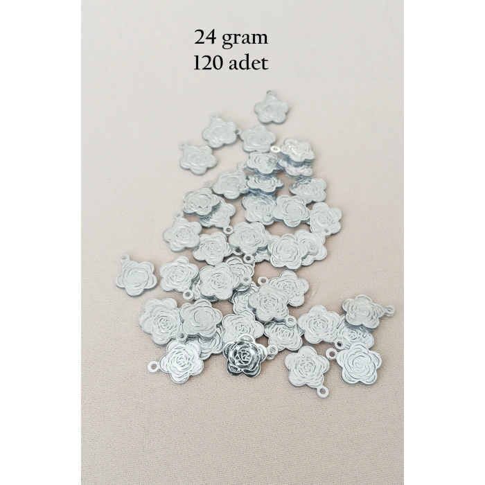 Oya Abiye Bileklik Kolye Pleksi Metalik Plastik Pul Gümüş Renk 24 gram 120 adet - BNC584