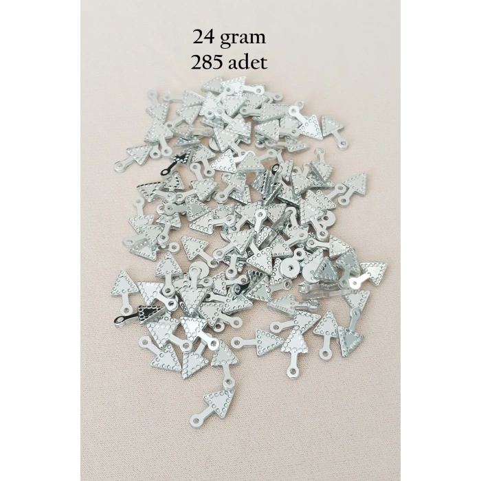 Oya Abiye Bileklik Kolye Pleksi Metalik Plastik Pul Gümüş Renk 24 gram 285 adet - BNC565