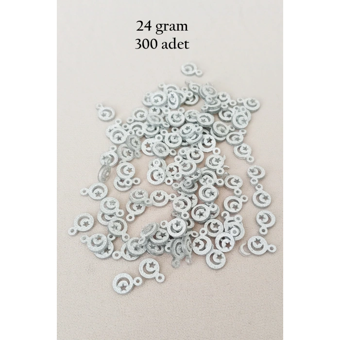 Oya Abiye Bileklik Kolye Pleksi Metalik Plastik Pul Gümüş Renk 24 gram 300 adet - BNC576