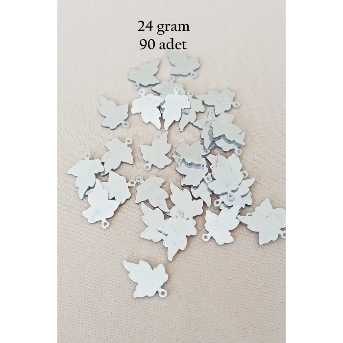 Oya Abiye Bileklik Kolye Pleksi Metalik Plastik Pul Gümüş Renk 24 gram 90 adet - BNC592
