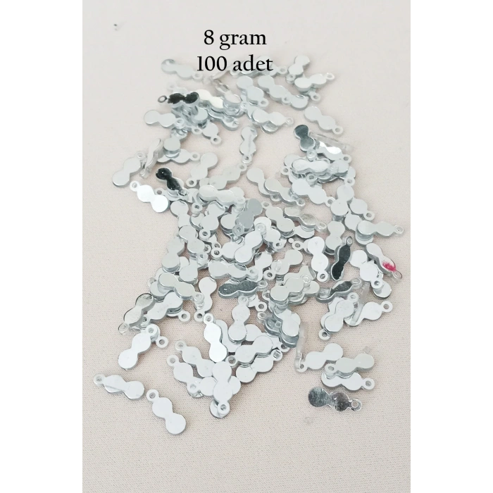 Oya Abiye Bileklik Kolye Pleksi Metalik Plastik Pul Gümüş Renk 8 gram 100 adet - BNC508