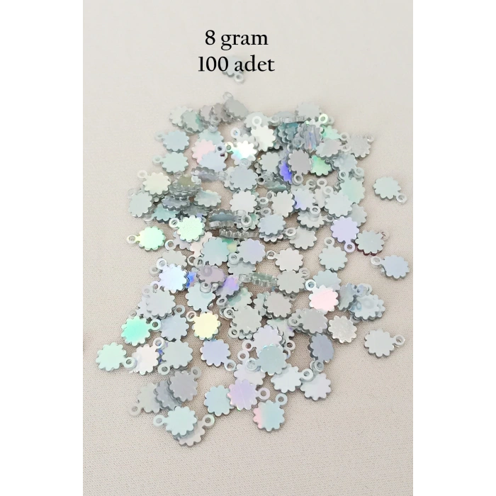 Oya Abiye Bileklik Kolye Pleksi Metalik Plastik Pul Gümüş Renk 8 gram 100 adet - BNC518